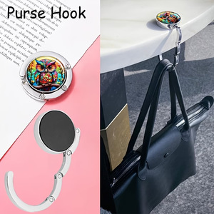 Gancho Colgante Portátil con Diseño de Búho, Gancho Metálico Plegable para Escritorio, Gancho Delicado para Bolsos de Mujer - Product Image 6