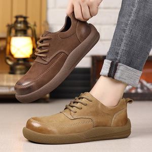 2026 Spring and Autumn Genuine Leather Men’s <b>Shoes</b>, Autumn New Style Casual Leather <b>Shoes</b>, <b>Soft</b>-soled Retro Workwear <b>Shoes</b> - Product Image 3