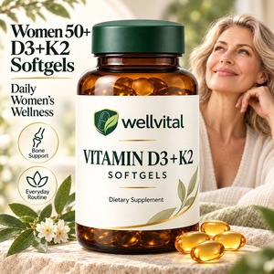 Complément <span class=keywords><strong>de</strong></span> Soutien à la Santé Féminine pour la Ménopause : Équilibre Hormonal, Vitamines D3 et K2 en Gélules Molles pour Femmes <span class=keywords><strong>de</strong></span> Plus <span class=keywords><strong>de</strong></span> 50 Ans - Product Image 1