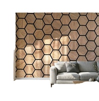 Panneaux acoustiques hexagonaux modernes, dalles murales insonorisantes en bois, design 3D, installation facile pour cloisons de bureau et décorations murales