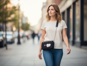 Borsa a Tracolla da Donna Ld con Catena, in Microfibra Floreale, Pelle Sintetica, per Tutte le Stagioni, con Chiusura a Zip e Tracolla Singola - Product Image 2