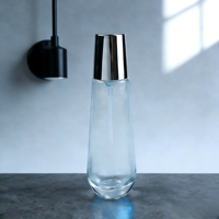 Pot de 30g + 4 flacons pompe de 40/100/120ml, 4 pièces, flacons carrés en verre transparent mat de luxe avec bouchon argenté pour soins de la peau