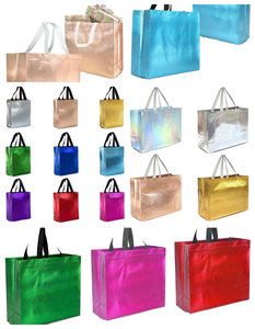 Sac de shopping pliable en non-tissé, taille moyenne, avec bandoulière, personnalisable avec logo imprimé, finition métallisée, économique - Product Image 1