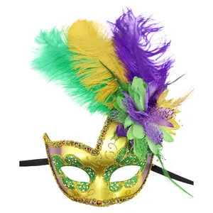 Mardi Gras Masquerade Mask with Feather Fascinators for Halloween Fancy Dress Birthday Carnival Party