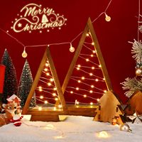 TSINYE Mini sapin de Noël d'intérieur moderne en bois, lumière LED, blanc chaud, décoration ronde avec alimentation secteur