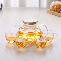 Set Teh Kopi Bunga dengan Teko Kaca Multi-Fungsi Nordik Grosir, Tutup Bambu, Ramah Lingkungan, Warna Dapat Disesuaikan, Logo Kustom