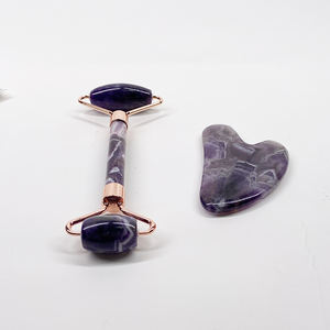 Rouleau de massage facial en quartz rose et jade, Gua Sha, pour la beauté - Product Image 6