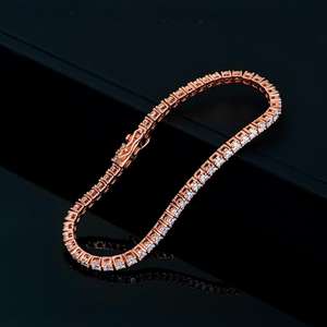 <b>Girls</b> 3mm Luxury Jewelry Rose Gold Plated S925 Silver Iced Diamond Mossanite Tennis Chain Trendy GRA Certified <b>Bracelet</b> Men - Product Image 1