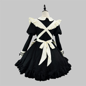 Lolita Black Maid Dress With Apron And Ruffles For Cosplay Role Playing - Product Image 3