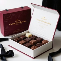 Boîte-cadeau magnétique de luxe personnalisée en Bourgogne, avec doublure en éponge imperméable, pour chocolats, bonbons, avec certification