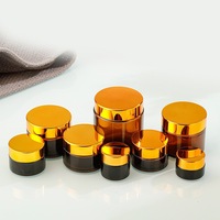 Nouveauté : Pot en verre ambré pour crème pour les yeux et crème pour le visage, 5g, 10g, 50g, 100g, avec couvercle en plastique doré pour l'emballage des produits de soin de la peau