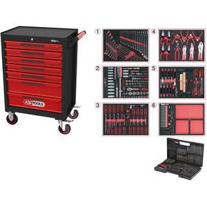 KS TOOLS-897,7598 ECO line Caja de herramientas NEGRO/ROJO con siete cajones y 598 herramientas Premium CARROS DE HERRAMIENTAS CON SURTIDO - Product Image 4