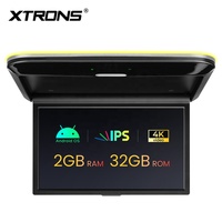 Moniteur de toit de voiture Android 14 pouces rabattable avec double haut-parleur, mise en miroir sans fil, entrée HD, ajustement universel pour SUV, fourgonnette, bus CE-XTRONS