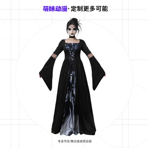 Disfraz de demonio de Halloween con capucha, disfraz largo negro elegante para mujer adulta - Product Image 4
