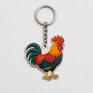 Wholesale Custom <b>Chicken</b> Farm Animal Pendant Keychains Cute Cartoon Design Student Study Tours Souvenir Keyring - Product Image 2