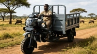 Triciclo de Gasolina Directo de Fábrica con Plataforma de Carga Grande Abierta y Estructura Resistente para Transporte Logístico Rural en Congo