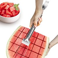 Watermeloen snijder 2 in 1 roestvrijstalen fruitsnijder snijmes fruit- en groentesnijgereedschap keukengadget