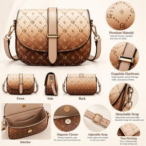 Designer Flap High Quality <b>Genuine</b> <b>Leather</b> <b>Bag</b> Women Luxury Handbags Full Embossed Gradient Shoulder <b>Bags</b> Custom OEM Manufacture - Product Image 3