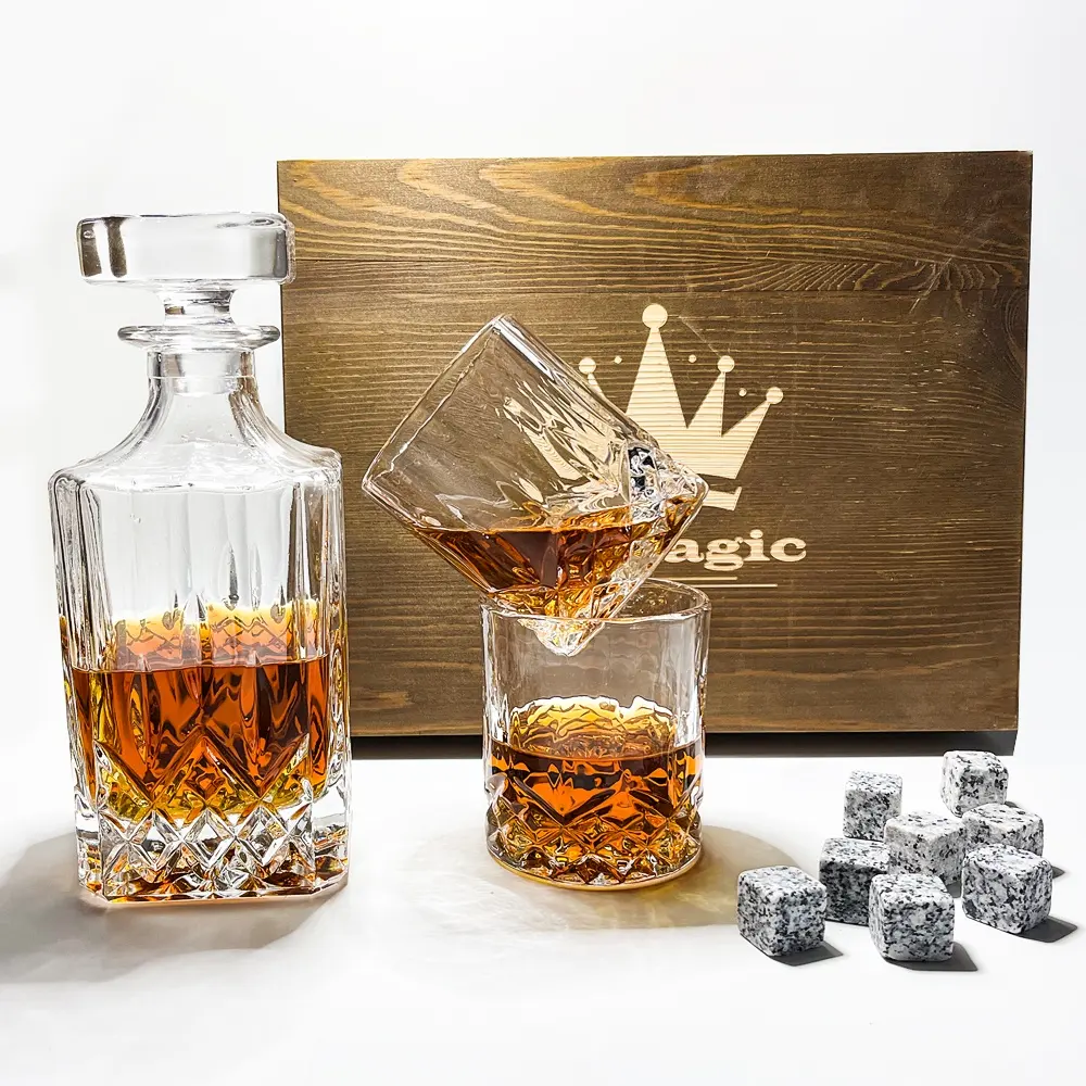 Hot Set Glas becher Blei Free Glasses Cups Benutzer definiertes Logo im Whisky Geschenkset Gute Wahl für den Menschen