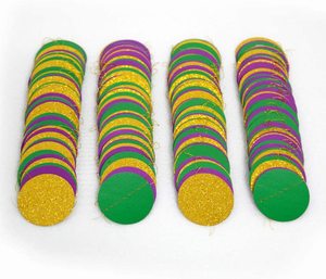 Pafu Streamers Fat Tuesday/Shrove Tuesdayゴールドパープルグリーンサークルドットガーランドキットマルディグラデコレーションペーパービーズポークドット