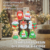 Accessoires de Noël en résine pour bricolage, motifs animaux, décorations pour coques de téléphone, aimants de réfrigérateur, bonhomme de neige, renne, garnitures décoratives