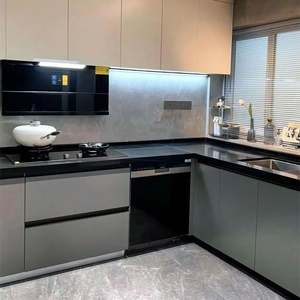 Ensemble de meubles de cuisine en bois noir entièrement modulaire moderne de Chine à vendre - Product Image 1