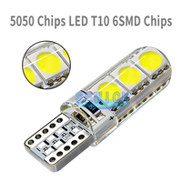 Ampoule LED T10 W5W pour voiture, 6SMD, éclairage intérieur, plafonnier, éclairage de plaque d'immatriculation, éclairage latéral, super lumineux blanc 12V