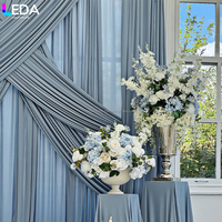 Dekorasi Latar Belakang Berkualitas Tinggi LEDA, Bunga Buatan Hydrangea Biru Putih, Bola Bunga Besar