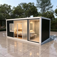 Maison conteneur pliable préfabriquée à un étage de 20 pieds, isolée, à ossature en acier, pour hôtel, location, dortoir du personnel, usage en station balnéaire et atelier
