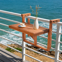 Table pliante suspendue en bois d'acacia pour balustrade de balcon, table de terrasse réglable, gain de place, pour patio extérieur et véranda