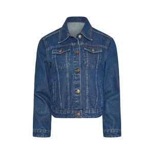 Chaqueta Vaquera de Mezclilla para Mujer, Lavado Claro, Corte Regular, Botones en la Parte Delantera, Bolsillos, Estilo Desgastado, Manga Larga, Informal, Ecológica, Vintage - Product Image 1