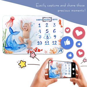 <span class=keywords><strong>Couverture</strong></span> en flanelle douce personnalisée pour photos de croissance de bébé, <span class=keywords><strong>couverture</strong></span> mensuelle pour étapes importantes de bébé - Product Image 4