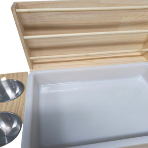 Comedero de heno para conejos de madera maciza, cama para mascotas con bandeja de alimentación y cuencos multifuncionales para mascotas pequeñas - Product Image 3