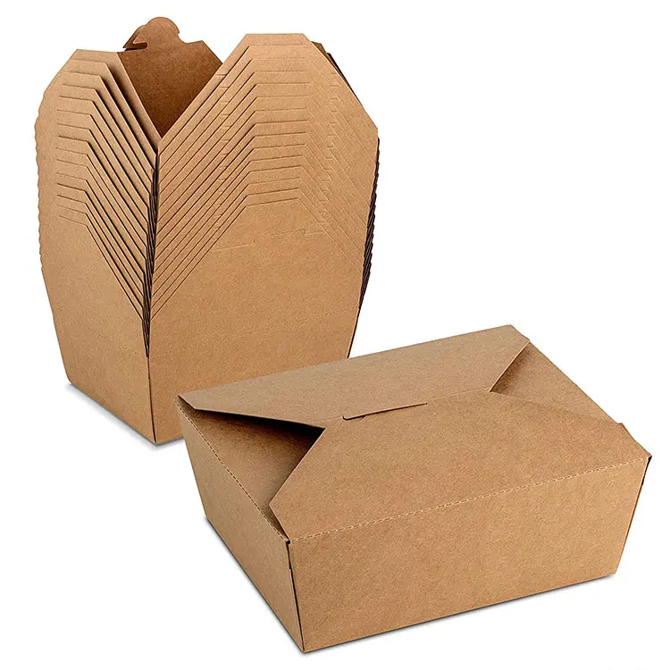 도시락 테이크 아웃 박스 친환경 테이크 아웃 패스트 푸드 국수 식사 샐러드 점심 음식 포장 크래프트 종이 상자