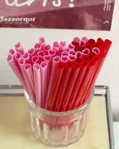 Atops paille en plastique en forme de coeur pailles en plastique roses pailles en plastique réutilisables