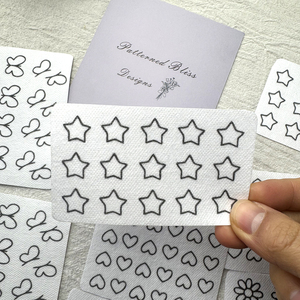 138 autocollants brodés : cœurs, étoiles, papillons, marguerites - Papier soluble dans l'eau, effaçable à l'eau - Product Image 6