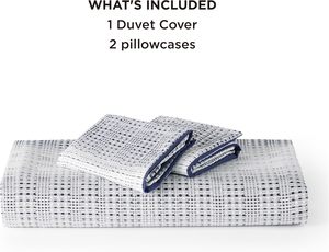 <strong>Duvet</strong> <strong>Cover</strong> Set <strong>Waffle</strong> Weave Textured Striped Soft Breathable Bedding Comforter <strong>Cover</strong> with 2 Pillowcases for All Season - Product Image 5