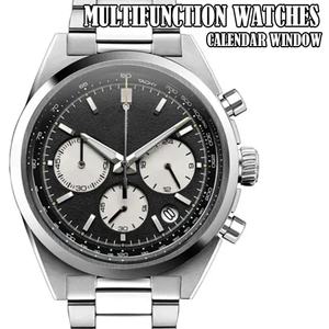 Custom Multi-Function <b>Men's</b> Quartz Business Luxury Fashion Chronograph Complete Calendar Analog Glass Stainless Steel 3BAR Water - Product Image 3