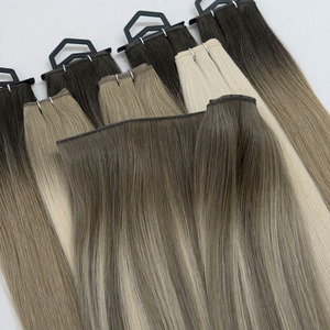 Extensioni per capelli Remy <span class=keywords><strong>a</strong></span> doppia trama con doppia cucitura <span class=keywords><strong>a</strong></span> macchina, 22 pollici, liscio, marrone, per donne bianche, uso quotidiano, micro-intreccio - Product Image 3