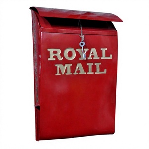 Boîte aux lettres en fonte de style vintage boîte aux lettres en métal peint en rouge avis important lettres envoi rue boîte aux lettres cas fabriqué en inde - Product Image 1