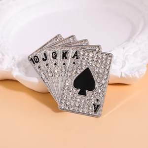 Kartu Poker Flush jimat bros berlian penuh bahan paduan seng untuk dekorasi sepatu garmen pria dan wanita untuk casing sampah - Product Image 5