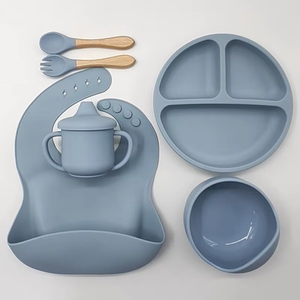 Ensemble d'alimentation pour bébé en silicone imprimé sur mesure, motif animal, assiette à ventouse, bol, bavoir, cuillère, sûr, vente en gros - Product Image 4