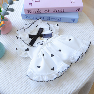 Spring Summer New Pet Dress Clothes For Dogs <b>Cats</b> Dot Bow Skirt With Traction <b>Ring</b> Puppy Clothing Pet Shirts - Product Image 3