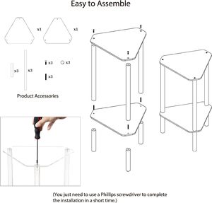 Tavolino triangolare in acrilico <span class=keywords><strong>trasparente</strong></span>, tavolino angolare per piccoli spazi, piccolo tavolino decorativo per soggiorno, camera da letto e balcone, E - Product Image 5