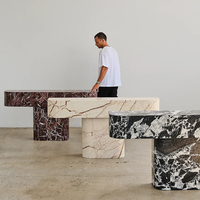 Meubles KUMUSI Tables consoles modernes en marbre naturel massif Rosso Levanto