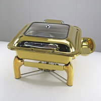 Réchaud de buffet professionnel en acier inoxydable avec fenêtre, chauffe-plats de luxe carré à couvercle hydraulique relevable