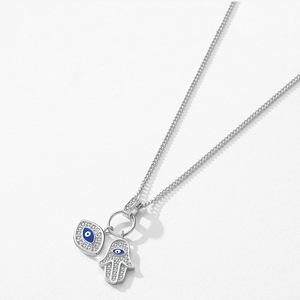 ديدان عين الشيطان همسة ايبوكسي كروس تشوكر همسة يدوية مكعب زركونيا فضي رقبة عين شريرة - Product Image 3