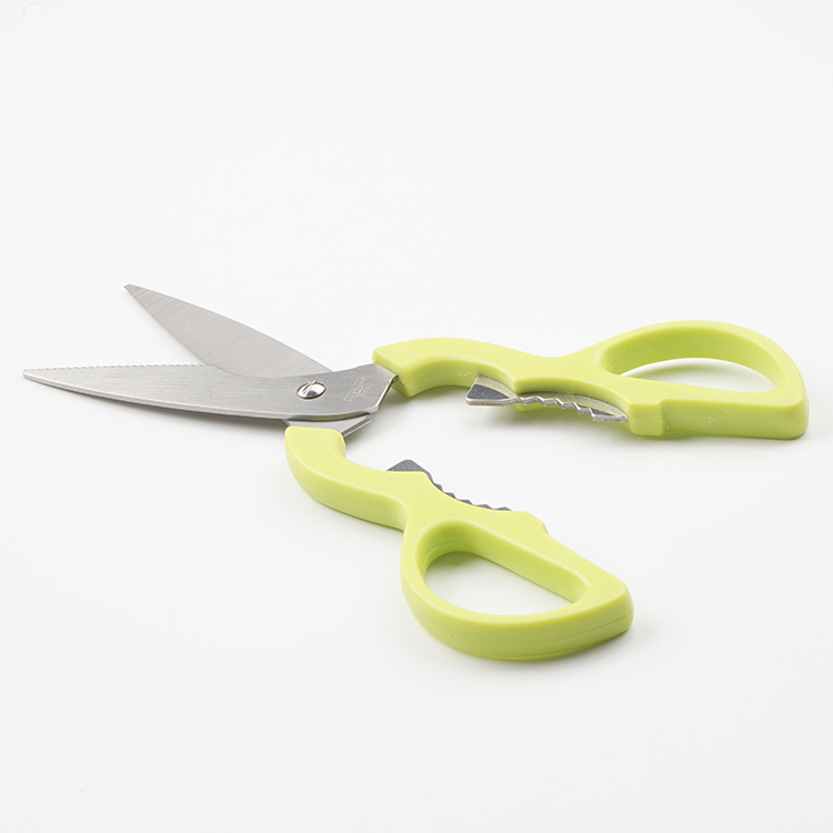 Plastic handle stainless steel gourd shaped open walnut bottle multifunctional household kitchen scissors