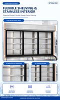 Vitrine réfrigérée combinée avec trois portes vitrées, vitrine verticale et vitrine incurvée, pour le stockage des légumes dans les restaurants