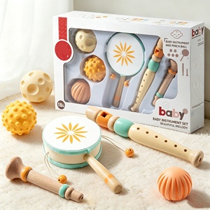 Juego de Instrumentos Musicales de Madera Montessori Orff para Niños, Juguetes de Madera con Sonajero, Flauta, Juego de 6 Piezas - Product Image 2